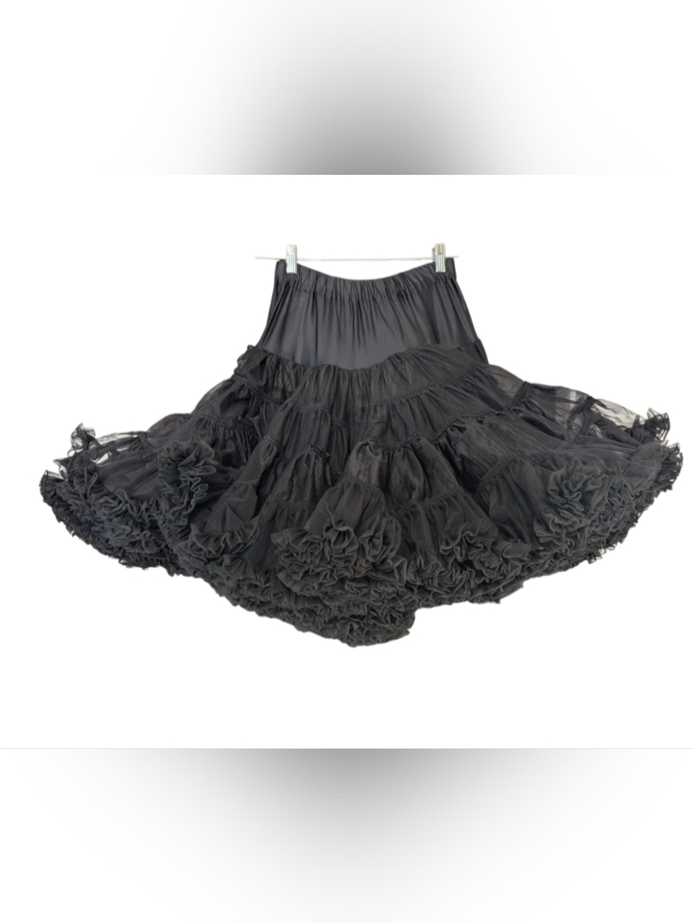 Vintage Sam's USA Black Ruffled Petticoat Crinoline Skirt Style 740 - Medium